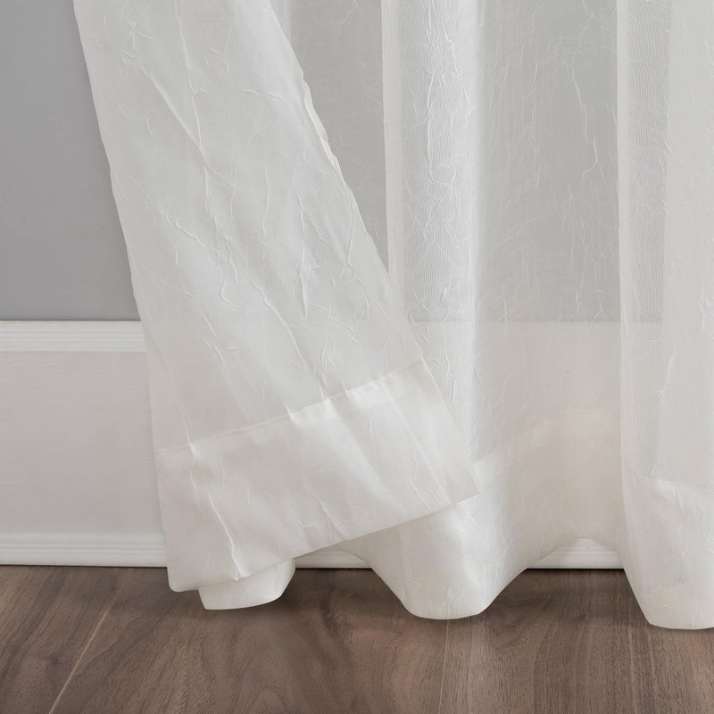 No. 918 Erica Crushed Sheer Voile Rod Pocket Curtain Panel, 51" x 95", Eggshell Off-White - Image 3